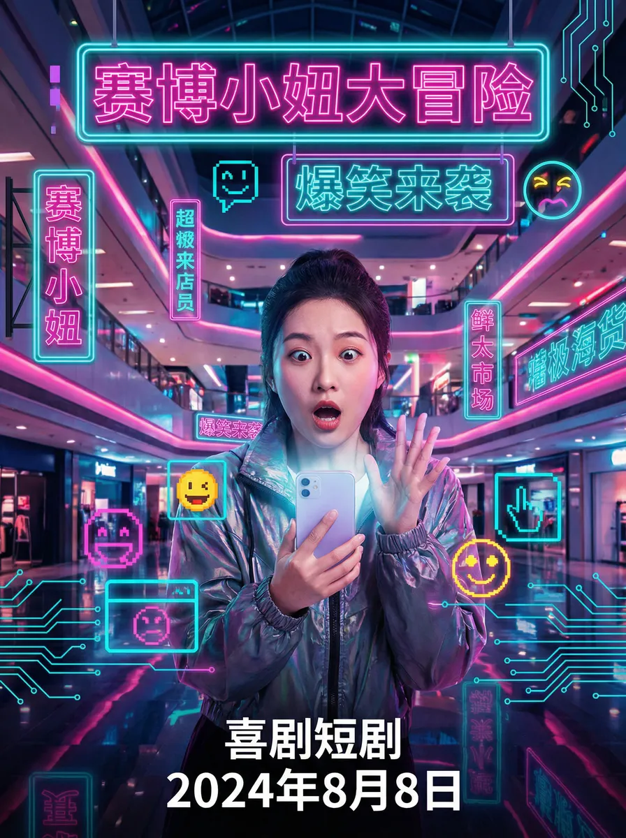 苹果遭起诉 搞笑喜剧短剧 - 赛博小妞大冒险海报